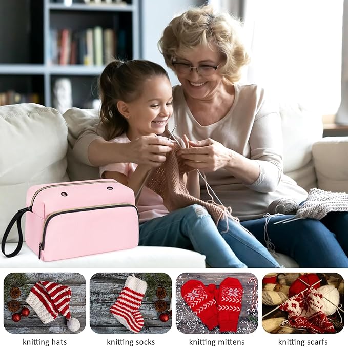 IBFUN Crochet Yarn Knitting Bag 2 Pcs Yarn Storage Organizer Crocheting Bags for Beginners with Hand Wrist for Crochet Accessories Needles Hooks Knitting