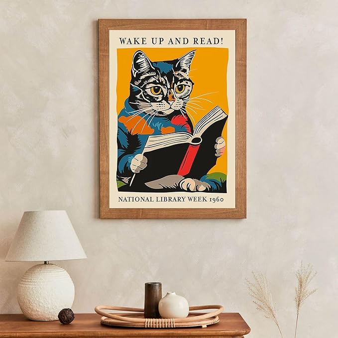 ARPADAMO Diamond Art Kits for Adults,5D Reading Cat Diamond Painting DIY cat Diamond Art Diamond Painting Kits for Adult,Round Full Drill Diamonds, Diamond Art Kits for Home Decor-12x16inch