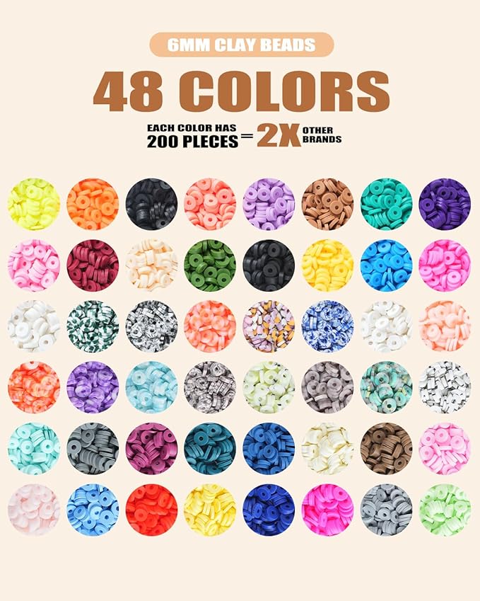 BestNow Clay Beads 3 Boxes Bracelet Making Kit Heishi Beads for Jewelry Making Round Letter Beads with Charm Elastic Strings Friendship Bracelets Holiday Arts and Crafts Gifts for Girls Adults