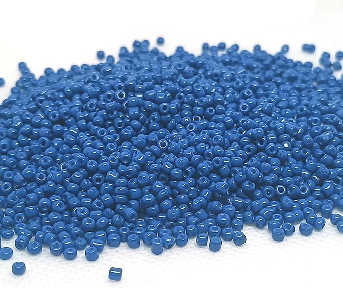 Perlin Glass Seed Beads 2mm 11/0 Round Mini Small Pony Beads 6500pcs for Making Earrings Bracelets Pendants Waist Jewelry DIY Handmade Opaque Color Kit (Sapphire Blue)