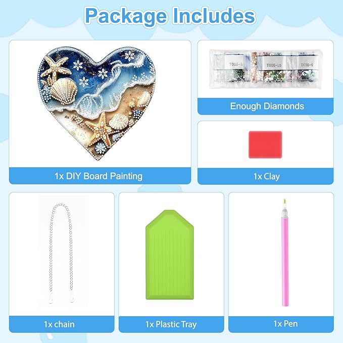 TOSTOG Diamond Art Hanging Kits for Adults, Beach Shell Starfish Diamond Painting for Adults Window Pendant,Special Shape Diamonds Diamond Painting Hanging Pendant Kit for Wall Home Decor Gift