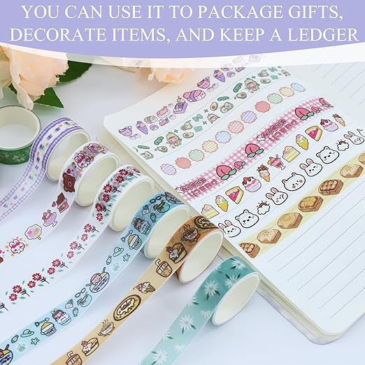 60 Rolls Cute Washi Tape Set,15 mm Wide Colorful Decorative Tape,Cute Creative Washi Tapes,Scrapbook Supplies Kit,for and DIY Crafts,Gift Wrapping,Holiday Party Decorations(Each Rolls 2.18 Yards)