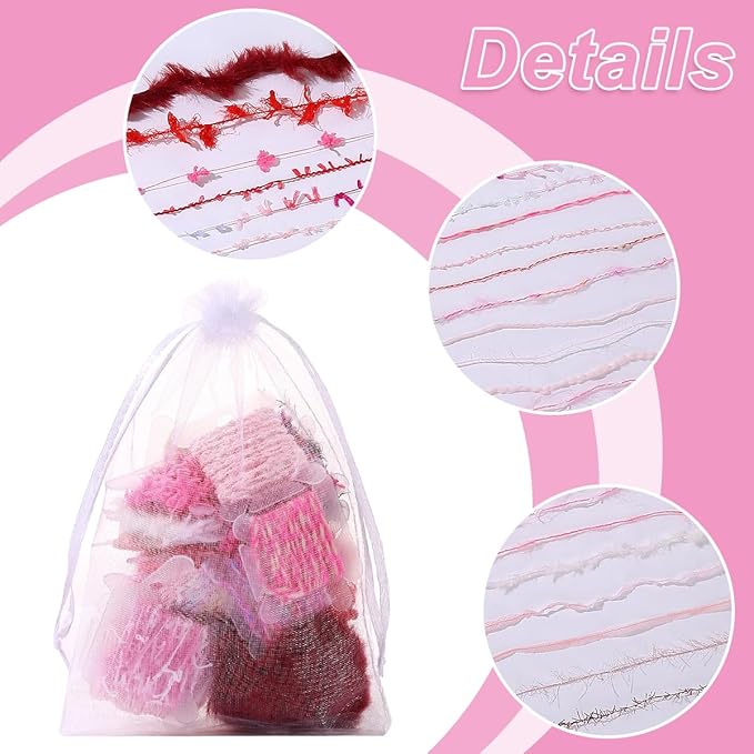 20 Pcs of 2-Yard Original Art Yarns - for DIY Art Yarns for Jewelry Making, Junk Magazines, Knitting, Crafts, Textile Decorative, Tassels, Vintage Yarn Card Making (Pink)
