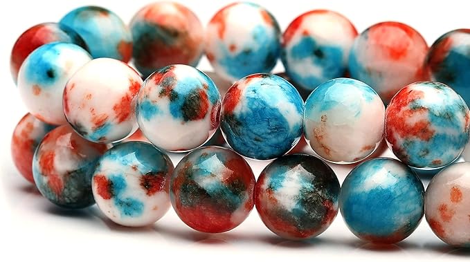 youngbling natural gemstone beads for jewelry making,10mm blue-orange jade polished round smooth stone,genuine real stone beads for bracelet necklace 15 inch(blue-orange jade,10mm)