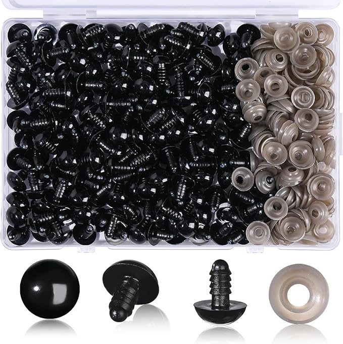 320Pcs Safety Eyes for Crocheting Amigurumi 14mm Craft Doll Eyes for Crochet Animals with Washers, Stuffed Animal Eyes for Plush Dolls Bear Doll Making Supplies
