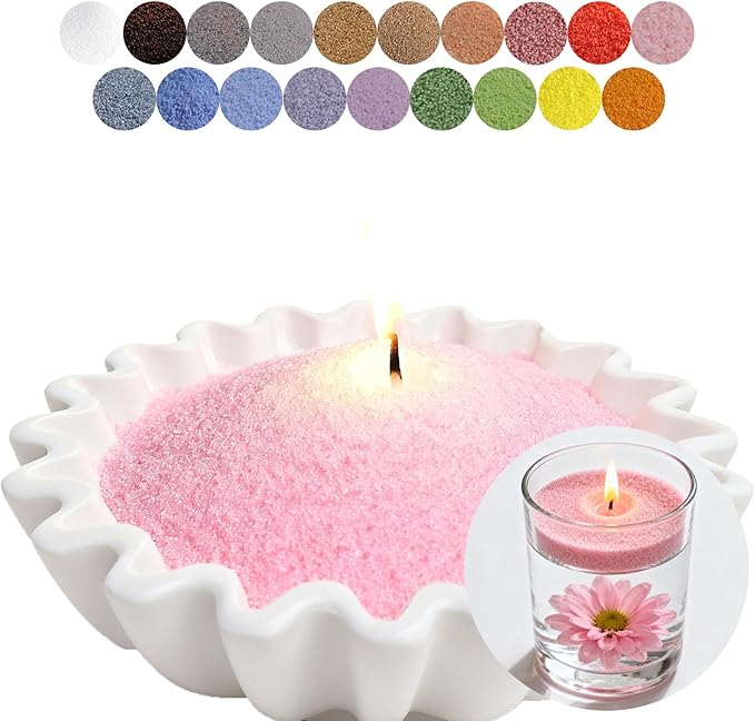 Aufien Candle Sand with Wicks, 21.4 Oz Pearled Candle, DIY Bead Powder Sand Wax Making kit Refillable Non Toxic for Handmade, Mother's Day Wedding and Halloween Christmas Decorations Pink