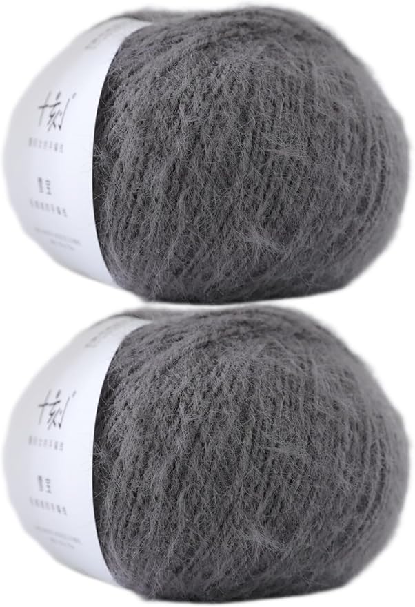Snowbaby Wool Acrylic Blend Long Pile Yarn,(Worsted) Warm and Luxurious Fuzzy Yarn for Knitting and Crocheting DIY Hats Scarves Sweaters, 2 * 3.52oz/100g 207yds(06-Charcoal Gray)