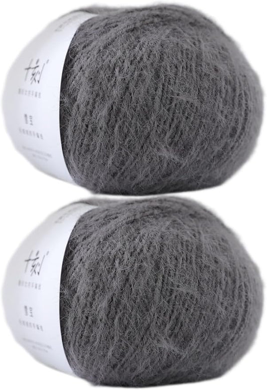 Snowbaby Wool Acrylic Blend Long Pile Yarn,(Worsted) Warm and Luxurious Fuzzy Yarn for Knitting and Crocheting DIY Hats Scarves Sweaters, 2 * 3.52oz/100g 207yds(06-Charcoal Gray)
