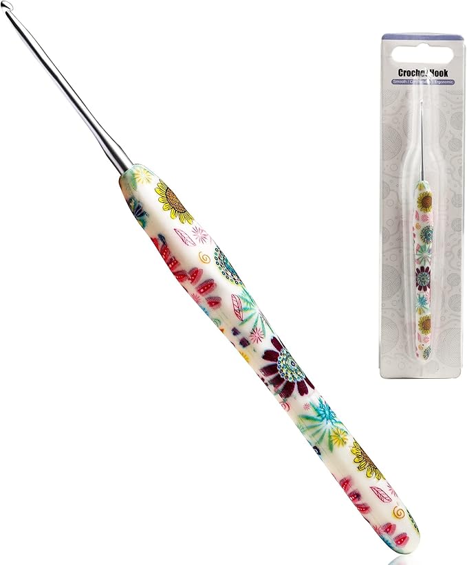 2.25mm Crochet Hook, Ergonomic Handle for Arthritic Hands, Soft Rubber Grip Extra Long  Knitting Needles for Beginners and Knitting Crocheting Yarn (2.25mm)