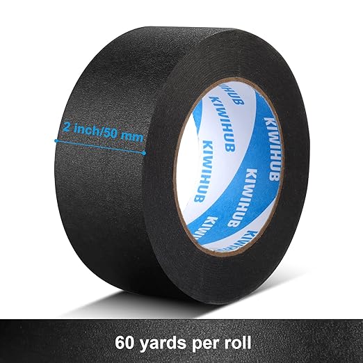 Black Painter's Tape,2" x 60 Yards - 14 Day Easy Removal Decorative Masking Tape for Painting,Labeling,DIY Crafting,Decoration and School Projects