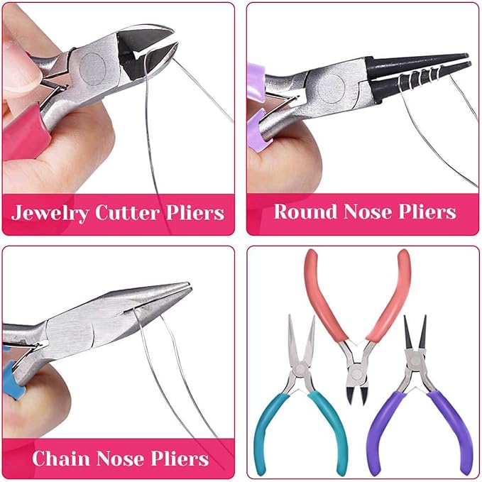 Anezus 7 Pc Jewelry Tools Set - Pliers, Wire Cutters & Craft Wire for Jewelry Repair & Making