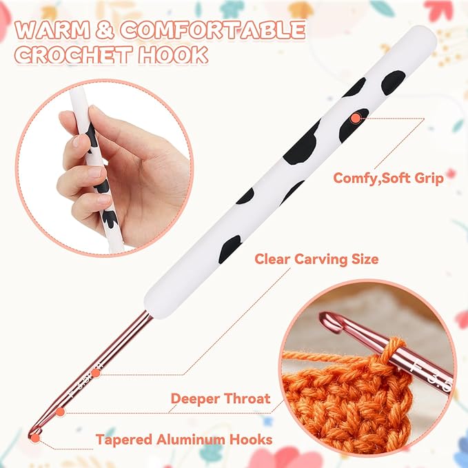 Coopay Crochet Hooks, Crochet Hook with Soft Polymer Clay Handle and Attached Bracelet - Stylish & Practical - 3.5mm (E-4)