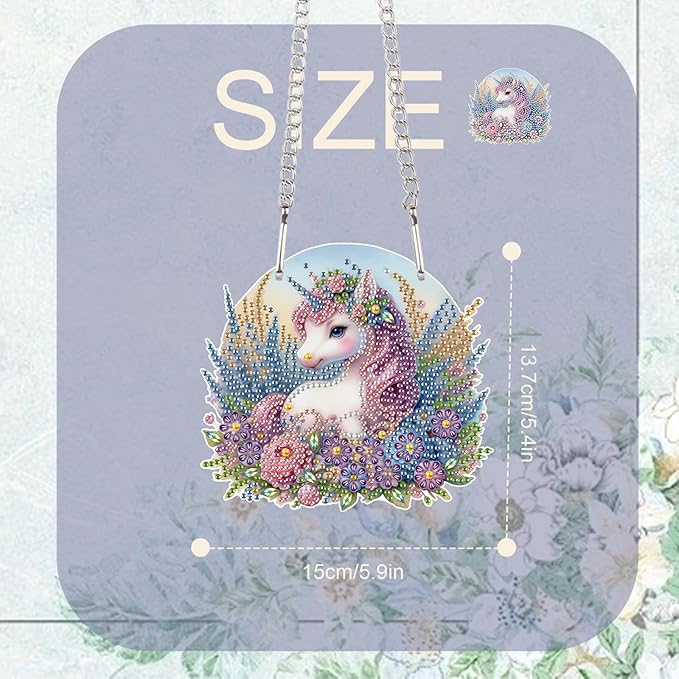 TDFERAN Diamond Painting Pendant Unicorn DIY Diamond Art Ornament Kits Arts and Crafts for Adults Gem Art Hanging for Wall Home Window Decor Paint by Numbers for Abults Painting Art Work