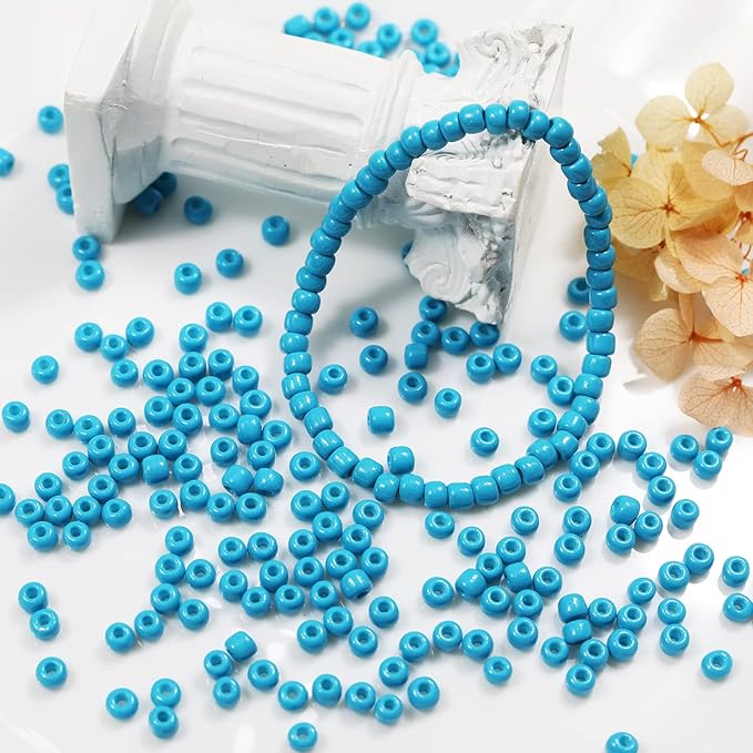 Bala&Fillic Turquo Blue Color 4mm Seed Beads About 1200pcs/100Grams in Bag, 6/0 Glass Craft Beads for Making Bracelet and Necklace (Turquo Blue)