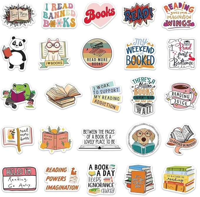 taeekiy 200 pcs reading book stickers bulk,motivational scrapbook book stickers for kindle adult teacher, inspirational journal planner bookish stickers for kindle case water bottles,laptop, phone