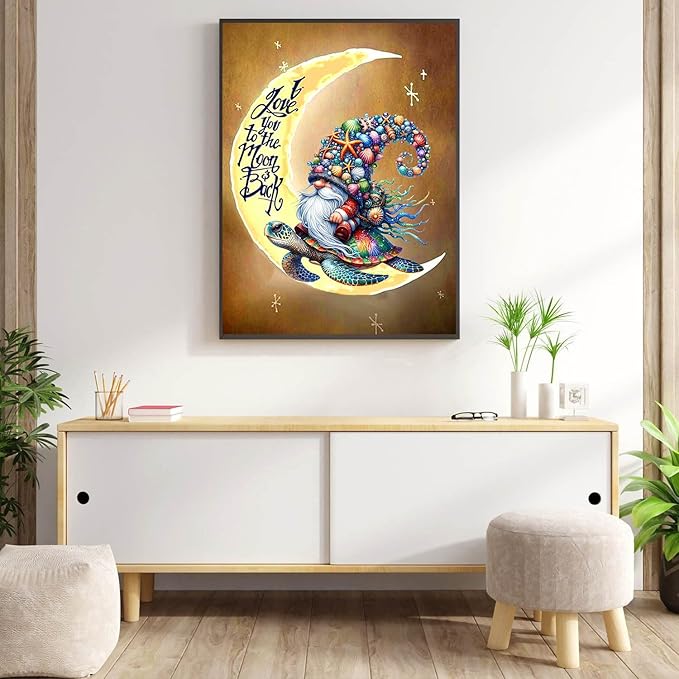 Meothan 5D Diamond Painting Kits for Adults Moon Gnome Diamond Art Kits for Adoults DIY Full Round Paint with Diamond Art Dots Moon Turtle Gem Art Painting Crafts for Home Wall Decor 11.8x15.7inch