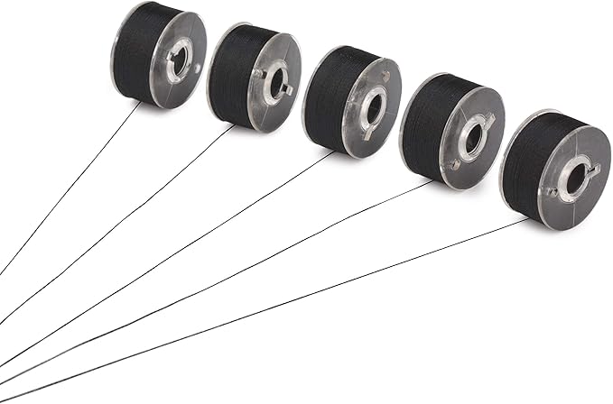 Simthread 25pcs 90 Weight Black Prewound Bobbin Thread Size A Class 15 (SA156) with Clear Storage Plastic Case Box 60S/2 for Brother Embroidery Thread Sewing Thread Machine DIY
