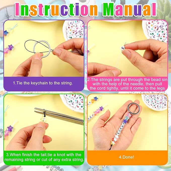 Landical 564 Pcs Star Beads Keychain Making Kit Star Key Chain DIY Craft Adjustable Letter Bead Charm Friendship Inspirational Party Favor Gift Backpack Accessories Holiday Decoration(Fresh Color)