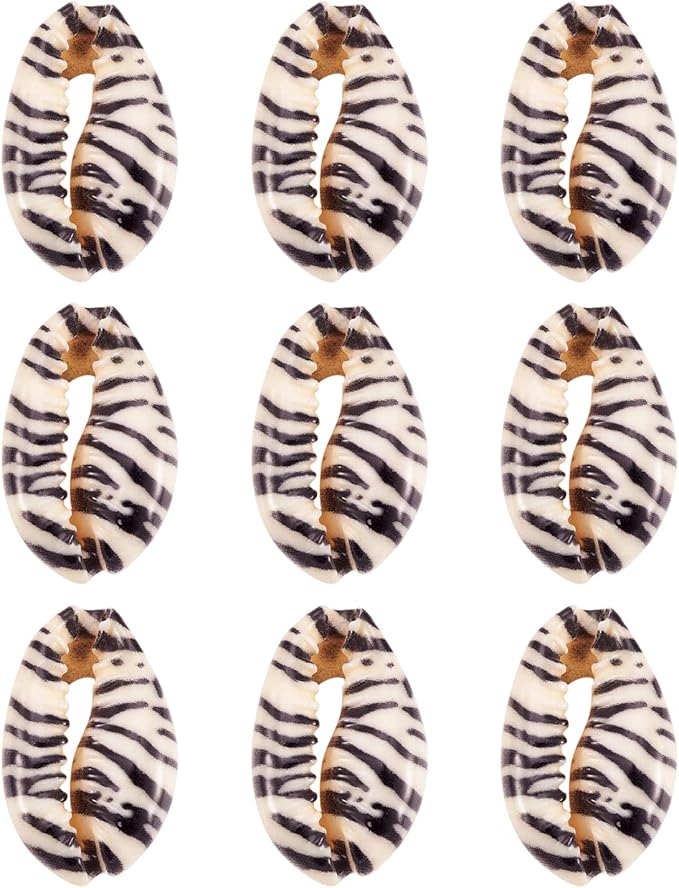 Cheriswelry 10pcs Zebra-Stripe Cowrie Shell Beads 1821mm for DIY Craft Earring Bracelet Necklace