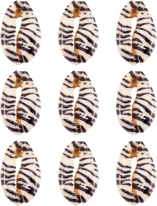 Cheriswelry 10pcs Zebra-Stripe Cowrie Shell Beads 1821mm for DIY Craft Earring Bracelet Necklace