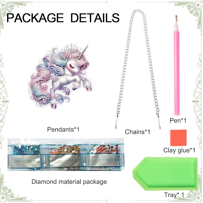 Unicorn Diamond Painting Hanging Kit, DIY 5D Acrylic Diamond Art Pendant with Special Shaped Rhinestones, Colorful Unicorn Ornament for Wall, Door, or Garden Decoration, Handmade Gift for Adults