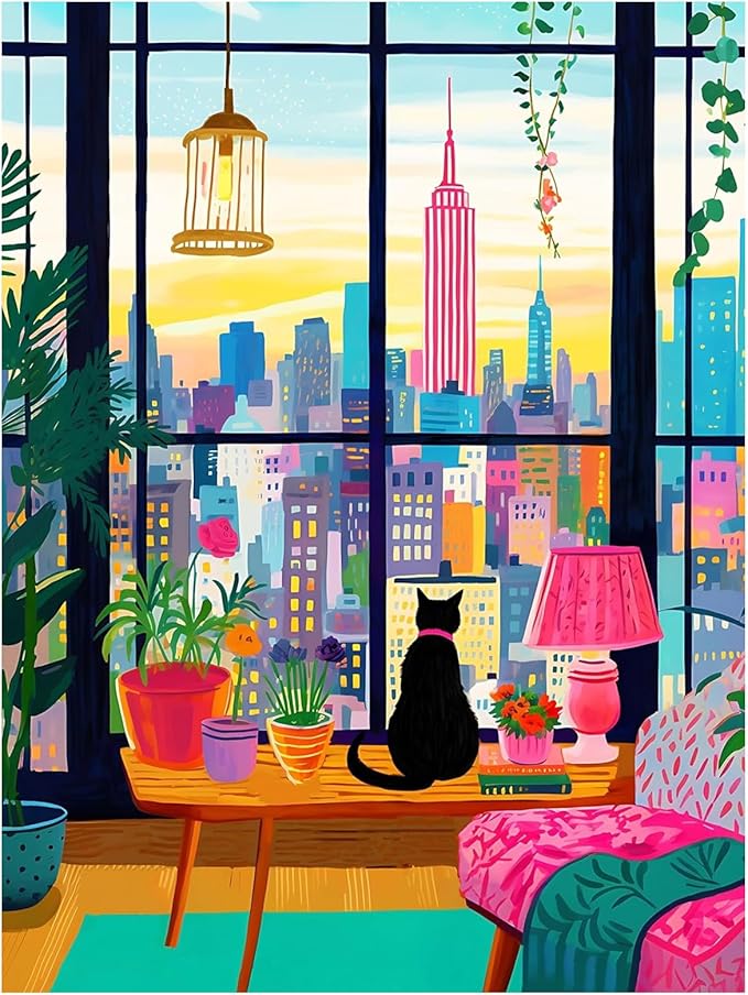 Mandun Cat Paint by Numbers for Adult, Cat Paint by Numbers Kit for Adults Beginners, DIY Acrylic Painting on Canvas for Home Wall Art Decor Gift 16x20Inch