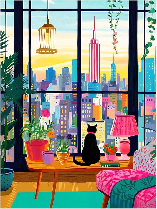 Mandun Cat Paint by Numbers for Adult, Cat Paint by Numbers Kit for Adults Beginners, DIY Acrylic Painting on Canvas for Home Wall Art Decor Gift 16x20Inch