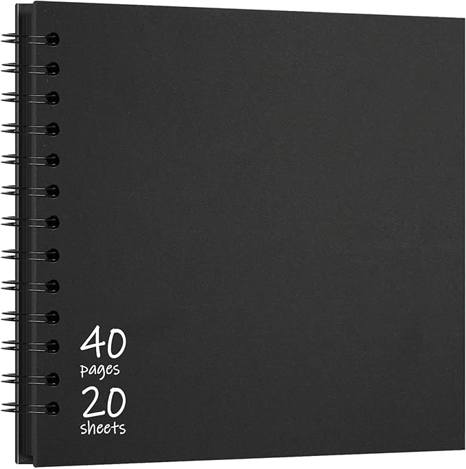 Vienrose DIY Scrapbook Album 8x8 Inch Hardcover Kraft Paper Scrap Book Photo Albums with 40 Blank Pages for Wedding Baby Shower, Black
