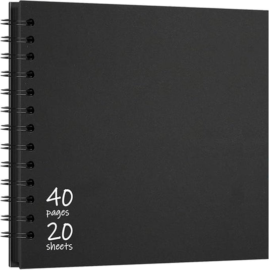 Vienrose DIY Scrapbook Album 8x8 Inch Hardcover Kraft Paper Scrap Book Photo Albums with 40 Blank Pages for Wedding Baby Shower, Black