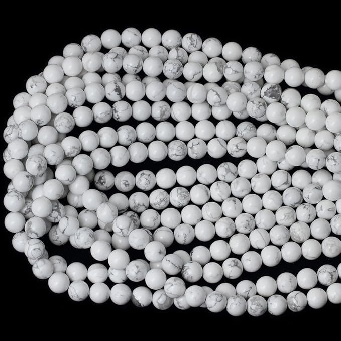 cheavian 8mm 45pcs natural white howlite gemstone round loose stone beads for jewelry making diy crafts design 1 strand 15"