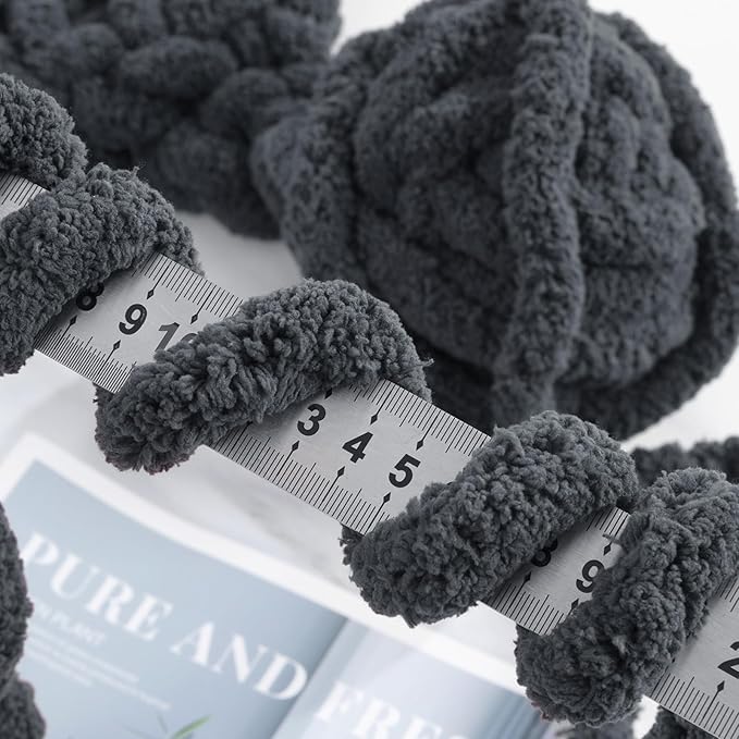 MABOZOO Assorted Chunky Yarn for Crocheting 8 Pack,Fluffy Jumbo Chenille Yarn,Soft Plush Yarn Bulky,Giant Thick Fuzzy Yarn for Hand or Arm Knitting,Cream & Multi Grey(31.7 yds,8 oz Each Skein)