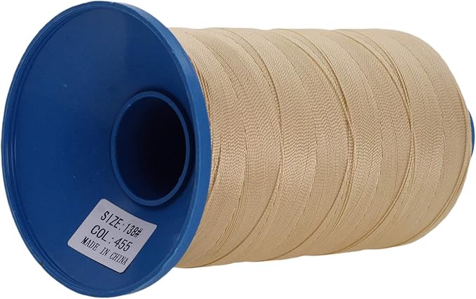 Mandala Crafts Size 138 420D T135 Bonded Nylon Thread - Tan 1250 YDs Tex 135 Heavy Duty Sewing Threads for Leather, Jeans, Weaving, Outdoor Marine Upholstery