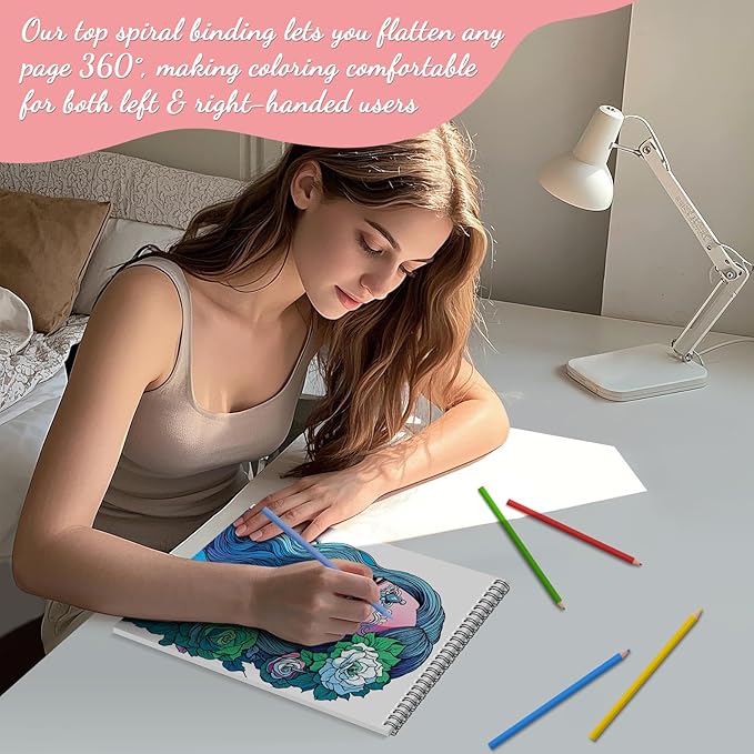 3Pcs Coloring Books for Adults Relaxation, 72 Patterns Sugar Skull Coloring Book for Adults, Mandala Coloring Book for Women, Spiral Coloring Books for Women Spiral Bound Printed On One Side