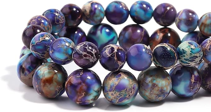youngbling natural gemstone beads for jewelry making,10mm sea blue imperial jasper polished round smooth stone beads,genuine real stone beads for bracelet necklace 15 inch