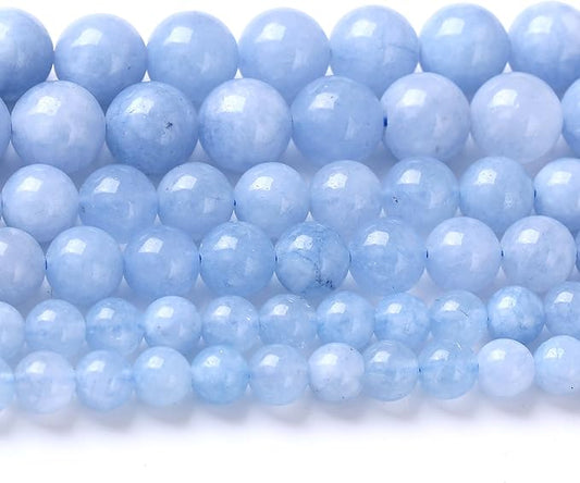 Dream Blue Chalcedony Stone Beads Jewelry Making Gemstone Round Crystal Bracelet Necklace 1 Strand 15.5inch 31PCS 12MM