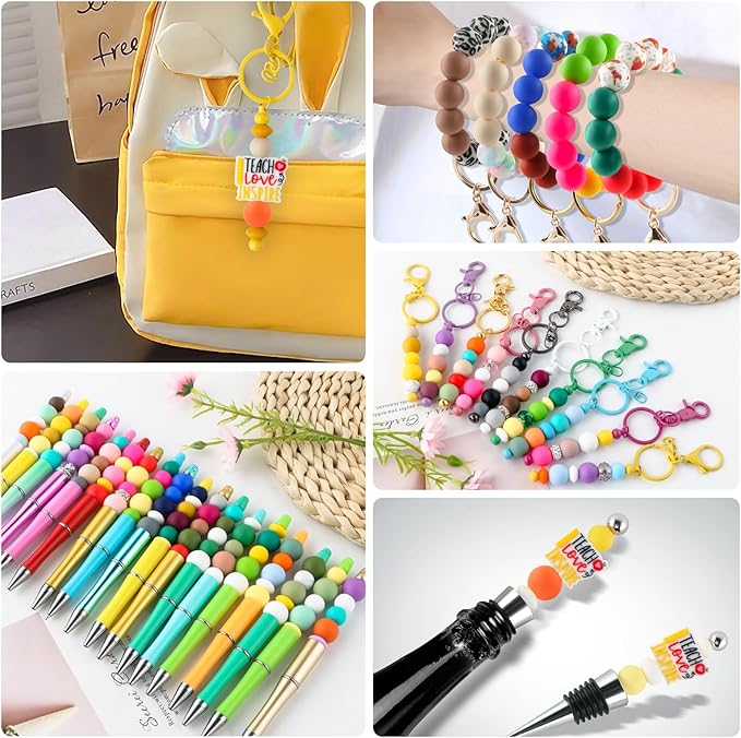 150Pcs 15mm Silicone Beads for Keychain Making Bracelet Necklace, Bulk Round Silicone Beads for Pens(Orange)