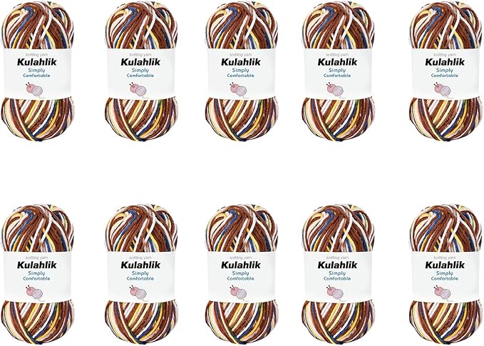 500g(10x50g) Acrylic Yarn for Crocheting and Knitting, Colorful Gradient Yarn Thread, 10 Rolls Skeins, Multicolor Hilo Acrílico, Perfect for DIY Crafts Project