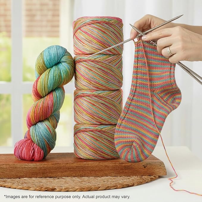 KnitPro Symfonie Fingering Weight Hand Dyed Variegated Yarn Skein | Extra Fine Merino Wool & Polyamide Blend for Knitting & Crocheting, Oeko-TEX Certified 400m, 100g | Terra Mystic Lagoon