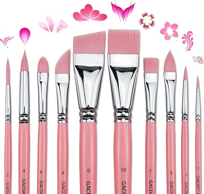 Face Paint Brush Set,10 Pcs Professional Artist Paint Brushes for Face & Body Painting for Halloween Cosplay Party - Acrylic Painting Oil Gouache Watercolor