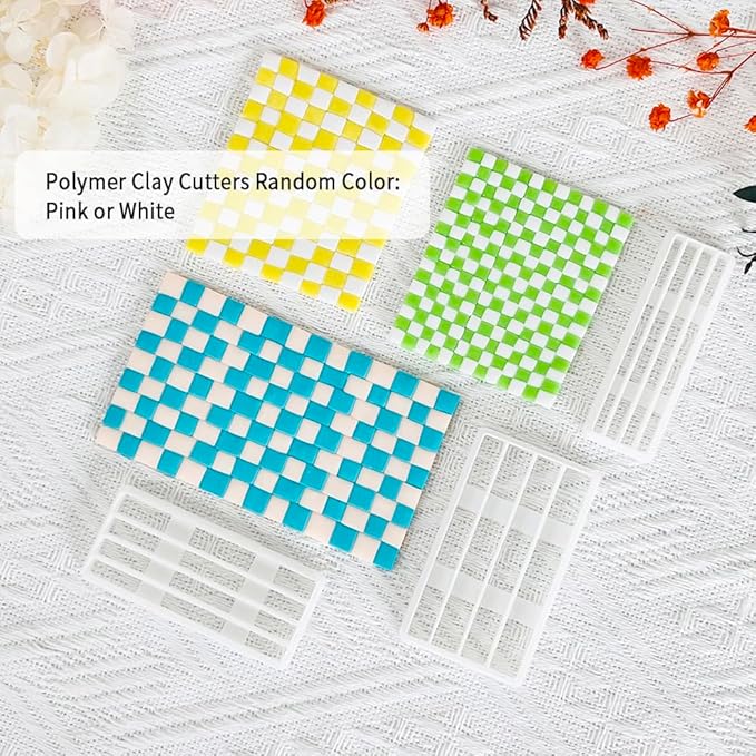 Xaekicr 3PCS Woven Texture Polymer Clay Cutters for Earrings – Clay Cutters Set for DIY Jewelry Making, Geometric Grid Polymer Clay Molds, Clay Tools for Artists and Beginners