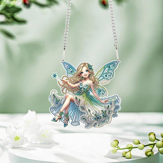 Tontut 5D DIY Diamond Art Painting Pendant Kit, Magic Angel Special-Shaped Hanging Crystal Window Pendant kit, Adult Gift Home Curtains, Yard Entrance Decoration