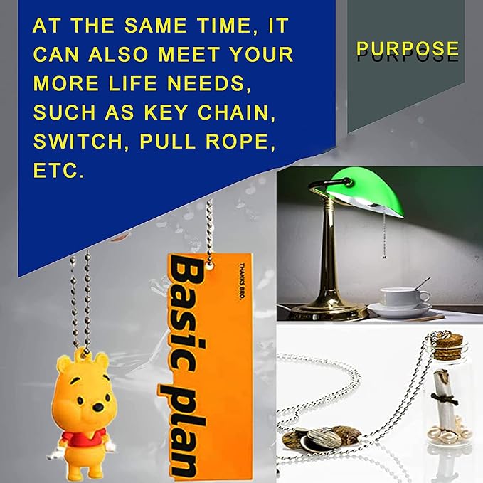 2.4mm Ball Bead Chain, Extra Long 110ft Stainless Steel Necklace Chains,Dog Tag Chain with 200 Connectors Clasps for Jewelry Chain DIY Craft Making,Men Military Keychain Jewelry Making Supplies