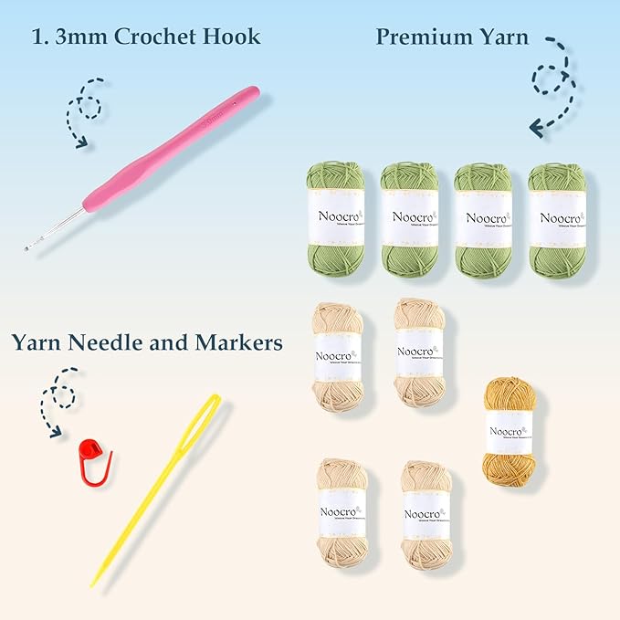 Noocro Crochet Kit for Intermediate or Advanced Levels, Complete Craft Kit for a Floral Daisy Shawl with Step by Step Video Tutorials Detailed Instructions, Perfect Holiday Gift or DIY Project (Green)