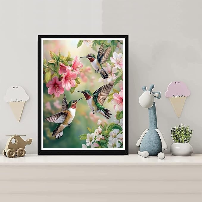 Hummingbird Stamped Cross Stitch Kits for Adults Beginner,Bird Needlepoint Counted Cross Stitch Kits,11 CT Patterns Dimensions Embroidery Craft Kits for Home Wall Decor 12x16 Inch.