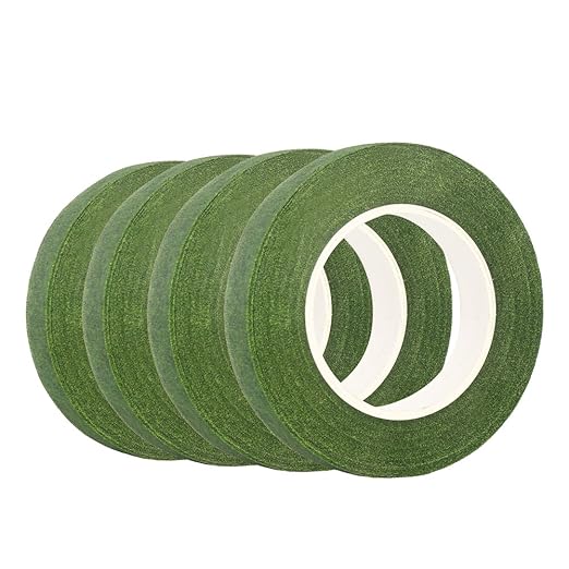 DECORA 1/2" Wide 4 Rolls Green Floral Stem Wrap Tapes for Bouquets and Brooch