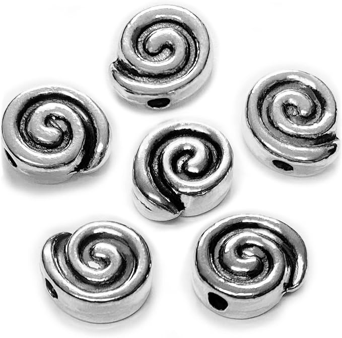 Tibetan Silver Spacer 8mm Flat Beads for Jewelry Making Supplies for Adults Small Seed Bead for Necklace Earring Bracelet Making Kit Bulk Beads 77pcs
