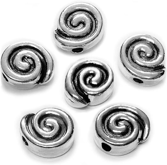 Tibetan Silver Spacer 8mm Flat Beads for Jewelry Making Supplies for Adults Small Seed Bead for Necklace Earring Bracelet Making Kit Bulk Beads 77pcs