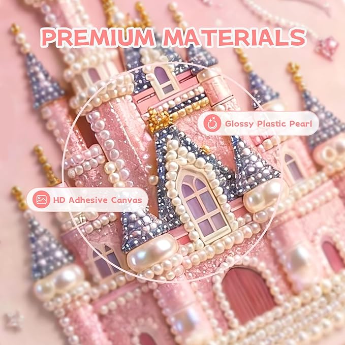 2026 New DIY Castle Beaded Art Kit - Castle Pearl Painting Kit, Plastic Pearl Art Craft for Adults and Beginners, Home Wall Decor, Valentine's Day Gift