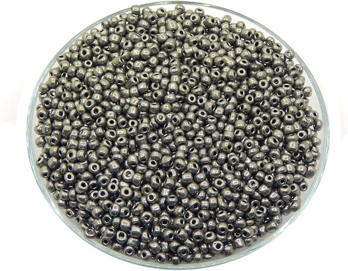 Perlin Glass Seed Beads 3mm 8/0 Round Mini Small Pony Beads 3300pcs for Making Earrings Bracelets Pendants Waist Jewelry DIY Handmade Metallic Color Kit (Antique Silver)