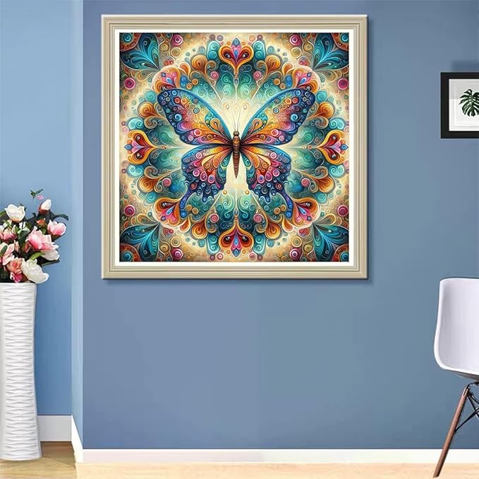 ijbnhd Butterfly Diamond Art Painting Kits for Adults, Full Drill Diamond Paintings for Beginners, Round 5D Diamonds Pictures Gem Art Painting Kits DIY Crafts Kits 14x14in